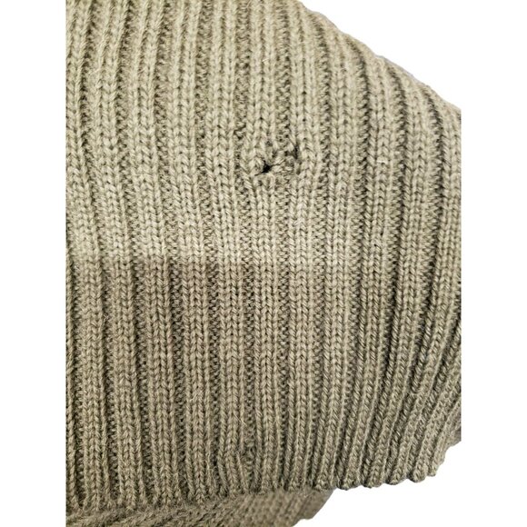 L.L. Bean Wool Sweater Vest Olive Green Ribbed Knit V-Neck XL Wool England HOLES - Picture 6 of 9